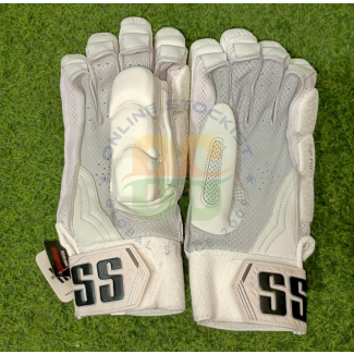 SS Millenium All White Pro Cricket Batting Gloves men's