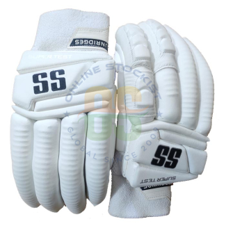 SS Super Test All White Cricket Batting Gloves Men's